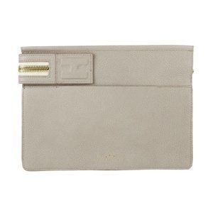 NEW India Hicks The Big Zipper Clutch Bag Purse Womens Gray Pebbled Leather NWOT